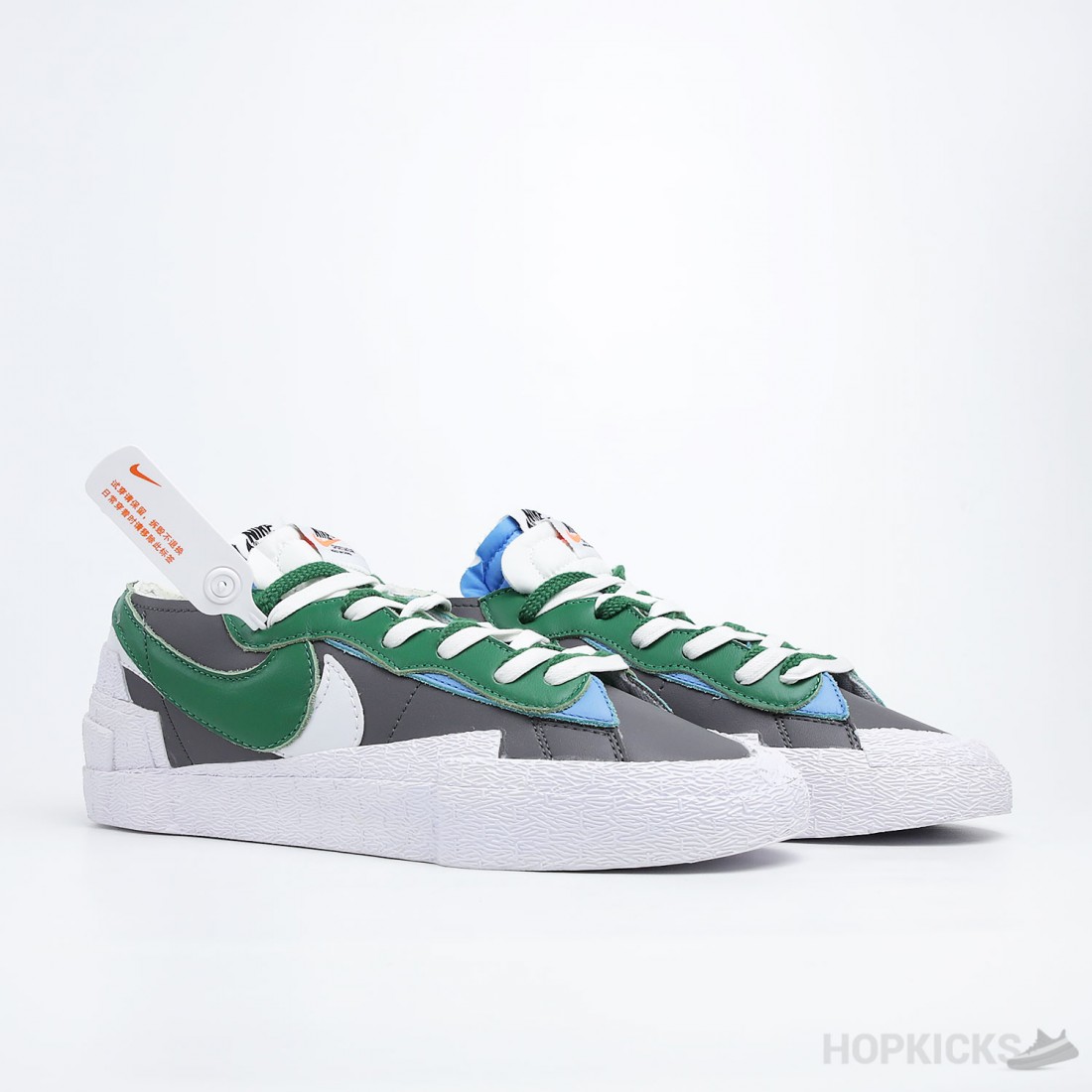 blazer low sacai medium grey classic green